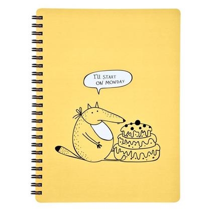 Тетрадь А5 96 л., клет. "Strange animals. Лис" спираль сбоку, обл. карт., мат. ламинация, оранжевый