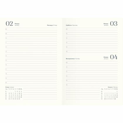 Ежедневник датир. А5 140*200 мм, 352 стр., тонир. "Grace" тверд. обл. кожзам., на резинке, св.-коричневый 2026