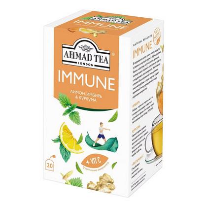 Чайный напиток "Ahmad Tea" 20 пак*1.5 гр., травяной, лимон, имбирь, куркума, Immune