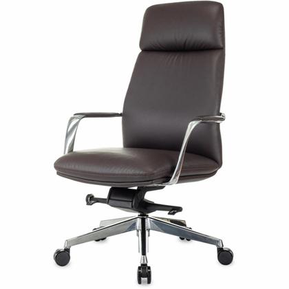 Кресло д/руководителя Бюрократ VEGA нат. кожа, коричневый, крестов. алюминий