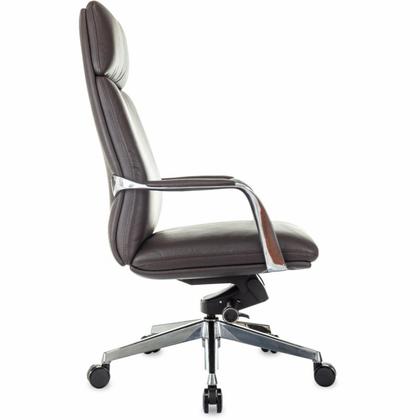 Кресло д/руководителя Бюрократ VEGA нат. кожа, коричневый, крестов. алюминий