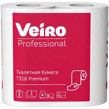 Бумага туалетная  Veiro Professional Premium в стандартных рулонах, 4 рул, 50м, 2 слоя