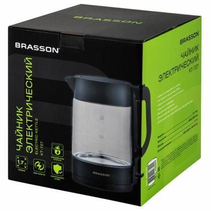 Электрочайник Brasson KT-727  пластик черный/стекло
