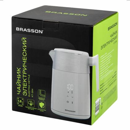 Электрочайник Brasson KT-264  нерж.сталь/пластик, белый