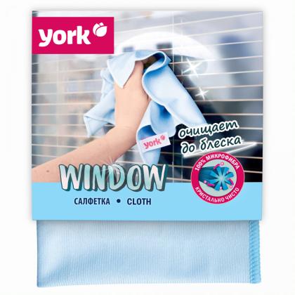 Салфетка д/окон и стекла из микроволокна YORK Window 30*30см, голубой