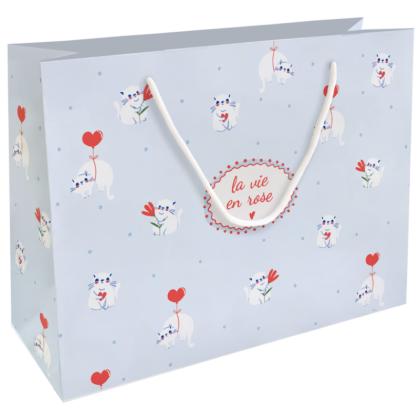 Пакет бумажный подарочный 36*26*12 см "Love" голубой
