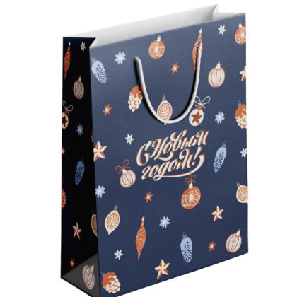 Пакет бумажный подарочный 32*49*12 см "Nostalgia. Игрушки" синий