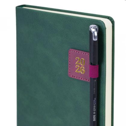 Ежедневник датир. А5 213*138 мм, 336 стр., лин. "Accent" тверд. обл. кожзам, зеленый 2026
