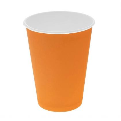 Стакан картонный 300мл, 1сл., 50шт/упак, цв.оранжевый