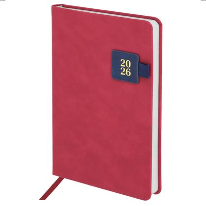 Ежедневник датир. А5 213*138 мм, 336 стр., лин. "Accent" тверд. обл. кожзам, красный 2026