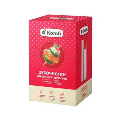 Зубочистки в индивидуальной бумажной упаковке (белый), березовые, 1000 шт/упак