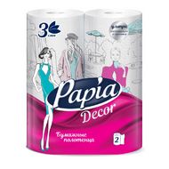 Полотенца бумажные  Papia Decor в рулонах, 10,4м, 3 слоя, 2 рул, 100% целлюлоза