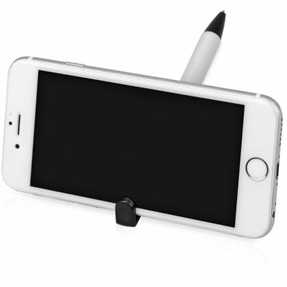 Ручка шарик/автомат "Кипер Металл" метал./пласт., с подставкой, белый/черный, стерж. синий