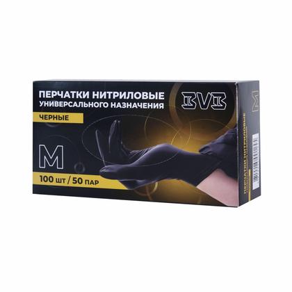 Перчатки нитриловые  неопудренные одноразовые  BVB, р-р M 100 шт./уп. черный