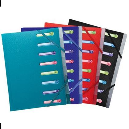 Папка на резинках 10 мм. "Opak" пласт., на 8 делений, ассорти