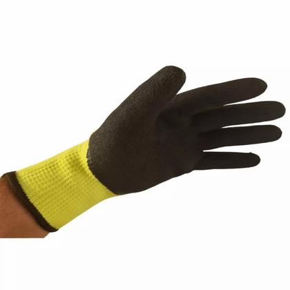 Перчатки полиэстеровые BVB с латексным покрытием 10 кл. вязки, р-р 10,5, с внутр. ворс. начесом салатовый/черный