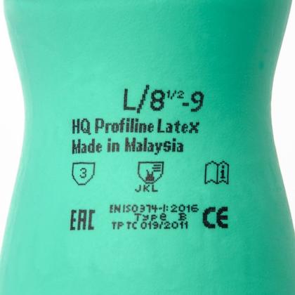 Перчатки латексные с х/б покрытием HQ Profiline р-р M зеленый