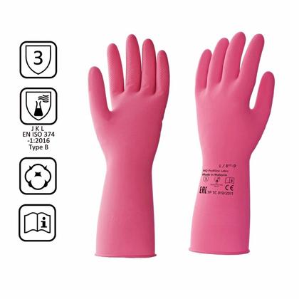 Перчатки латексные с х/б покрытием HQ Profiline р-р L красный