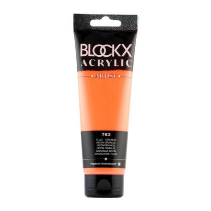Краски акриловые "Blockx" 763 неоновый оранжевый 120 мл., туба