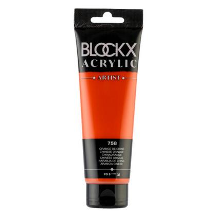 Краски акриловые "Blockx" 758 китайский оранжевый, 120 мл., туба