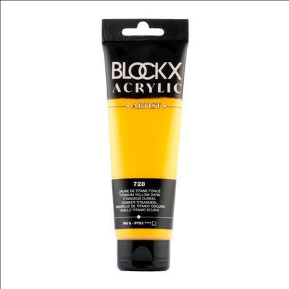 Краски акриловые "Blockx" 728 титановый желтый темный, 120 мл., туба