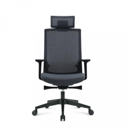 Кресло д/руководителя SitZone CH-312А сетка/ткань, черный, крестов. пластик, регулир. подголов., регулир. подлокотн., слайдер