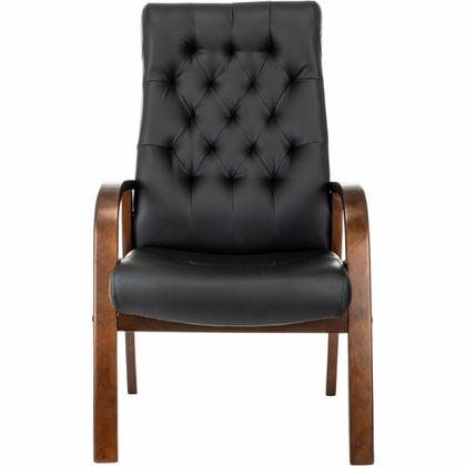 Кресло Бюрократ T-9928WALNUT-CF нат. кожа, черный, каркас дерево