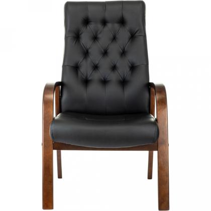 Кресло Бюрократ T-9928WALNUT-CF нат. кожа, черный, каркас дерево