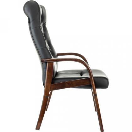 Кресло Бюрократ T-9928WALNUT-CF нат. кожа, черный, каркас дерево
