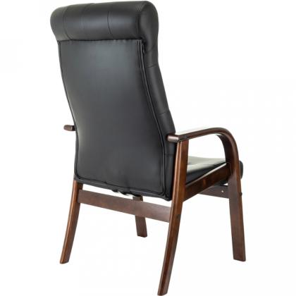 Кресло Бюрократ T-9928WALNUT-CF нат. кожа, черный, каркас дерево
