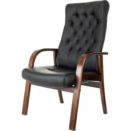 Кресло Бюрократ T-9928WALNUT-CF нат. кожа, черный, каркас дерево