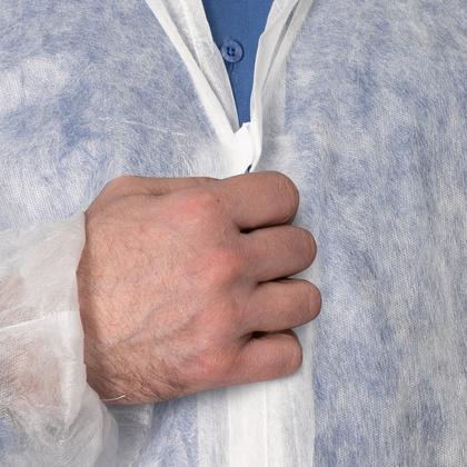 Халат одноразовый спанбонд на липучке, цв.белый, 25 г/м2, размер 3ХL, 10шт/упак