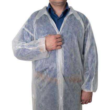 Халат одноразовый спанбонд на липучке, цв.белый, 25 г/м2, размер 3ХL, 10шт/упак