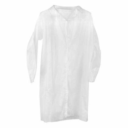 Халат одноразовый спанбонд на кнопках, цв.белый, 25 г/м2, размер 3ХL, 10шт/упак