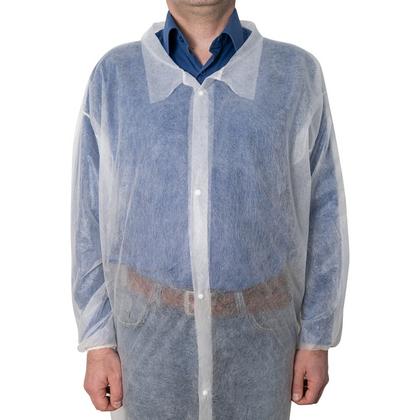 Халат одноразовый спанбонд на кнопках, цв.белый, 25 г/м2, размер 3ХL, 10шт/упак