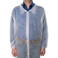 Халат одноразовый спанбонд на кнопках, цв.белый, 25 г/м2, размер 3ХL, 10шт/упак