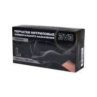 Перчатки нитриловые неопудренные одноразовые  BVB, р-р L 100 шт./уп. черный