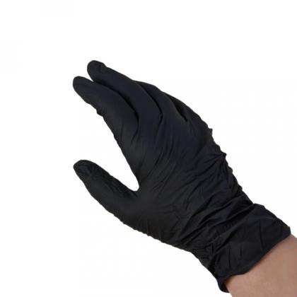 Перчатки нитриловые неопудренные одноразовые  BVB, р-р M 100 шт./уп. черный