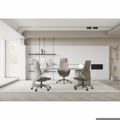 Кресло д/руководителя SitZone CH-515A нат. кожа, бежевый, крестов. алюминий