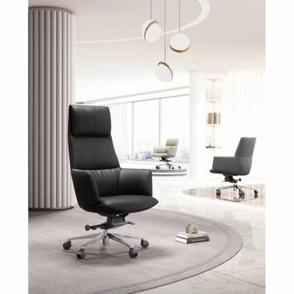 Кресло д/руководителя SitZone CH-500A нат. кожа, черный, крестов. алюминий