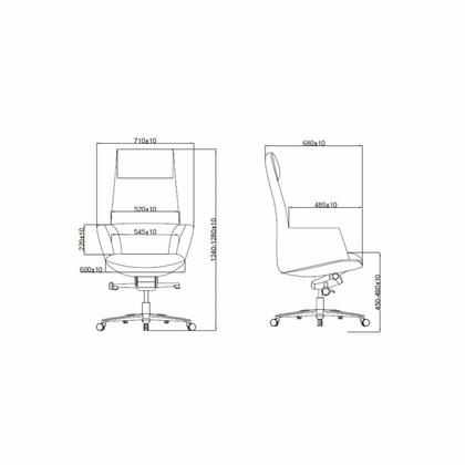 Кресло д/руководителя SitZone CH-500A нат. кожа, черный, крестов. алюминий