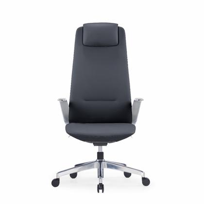 Кресло д/руководителя SitZone CH-515A нат. кожа, черный, крестов. алюминий