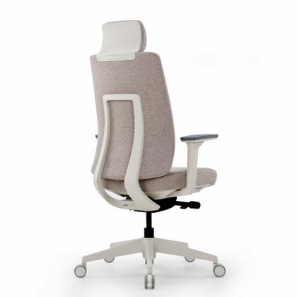 Кресло д/руководителя SitZone CH-K55A-BS ткань, бежевый, крестов. пластик, корпус белый, регулир. подголов., регулир. подлокотн.