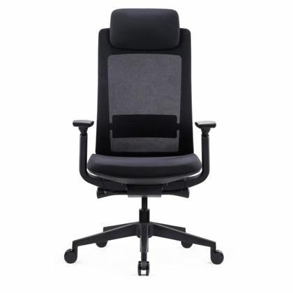 Кресло д/руководителя SitZone E-VL002A-BS сетка/ткань, серый, крестов. пластик, корпус белый, регулир. подголов., регулир. подлокотн., слайдер