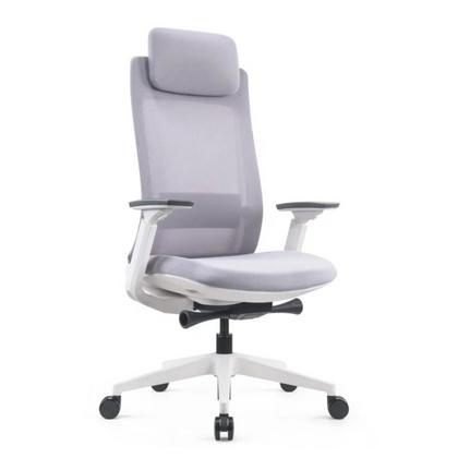 Кресло д/руководителя SitZone E-VL002A-BS сетка/ткань, серый, крестов. пластик, корпус белый, регулир. подголов., регулир. подлокотн., слайдер