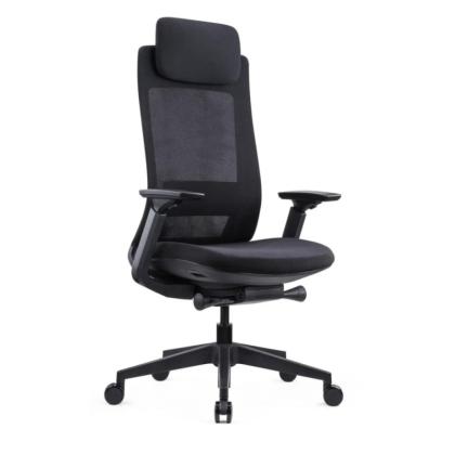 Кресло д/руководителя SitZone E-VL002A сетка/ткань, черный, крестов. пластик, регулир. подголов., регулир. подлокотн., слайдер