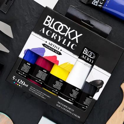 Краски акриловые "Blockx. Primaries" набор, 5 цв., 120 мл.