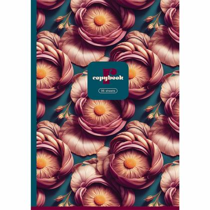 Тетрадь А4 96 л., клет. "Flower story" спираль сбоку, обл. карт., ассорти