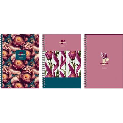 Тетрадь А4 96 л., клет. "Flower story" спираль сбоку, обл. карт., ассорти