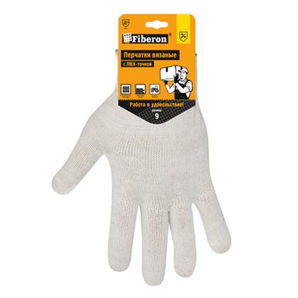 Перчатки трикотажные х/б с ПВХ покрытием Точка из 6-и нитей 10 кл. вязки белый, в и/у
